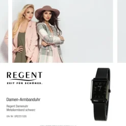 Regent Damen Armbanduhr Analog Metallarmband schwarz UR2251526