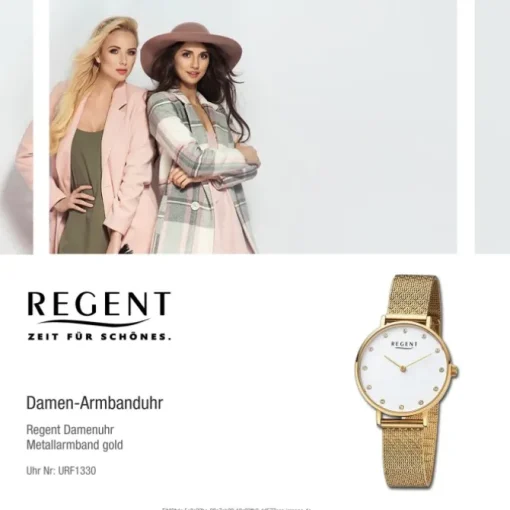 Regent Damen Armbanduhr Analog Metallarmband gold URF1330