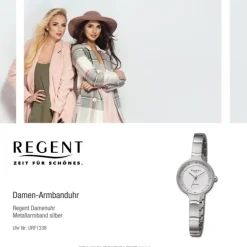 Regent Damen Armbanduhr Analog Metallarmband silber URF1338