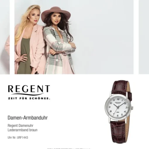 Regent Damen Armbanduhr Analog Lederarmband braun URF1443