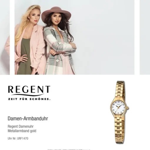 Regent Damen Armbanduhr Analog Metallarmband gold URF1470