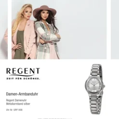 Regent Damen Armbanduhr Analog Metallarmband silber URF1488