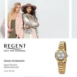 Regent Damen Armbanduhr Analog Metallarmband gold URF1490