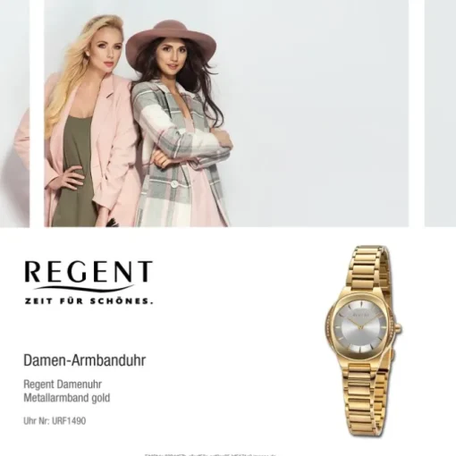 Regent Damen Armbanduhr Analog Metallarmband gold URF1490