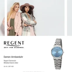 Regent Damen Armbanduhr Analog Metallarmband silber URF1498