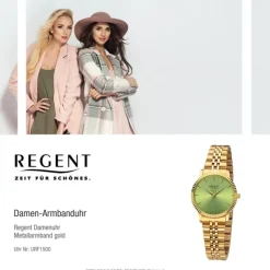 Regent Damen Armbanduhr Analog Metallarmband gold URF1500