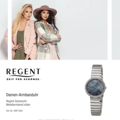 Regent Damen Armbanduhr Analog Metallarmband silber URF1504