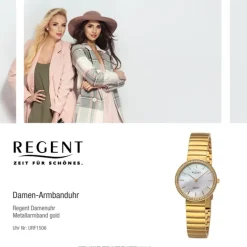 Regent Damen Armbanduhr Analog Metallarmband gold URF1506