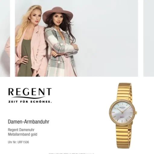 Regent Damen Armbanduhr Analog Metallarmband gold URF1506