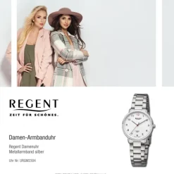 Regent Damen Armbanduhr Analog Metallarmband silber URGM2304