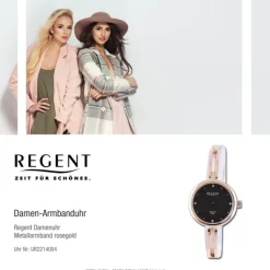 Regent Damen Armbanduhr Analog Metallarmband rosegold UR2214004