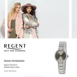 Regent Damen Armbanduhr Analog Metallarmband silber UR2192519