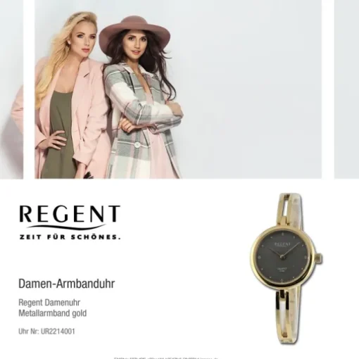 Regent Damen Armbanduhr Analog Metallarmband gold UR2214001