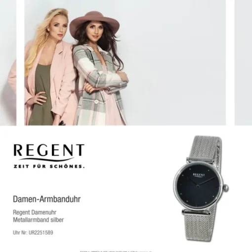 Regent Damen Armbanduhr Analog Metallarmband silber UR2251589