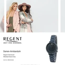 Regent Damen Armbanduhr Analog Metallarmband blau UR2252546