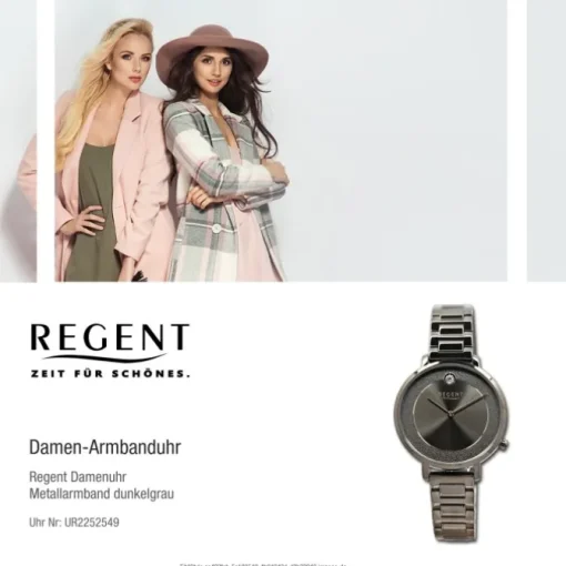 Regent Damen Armbanduhr Analog Metallarmband dunkelgrau UR2252549