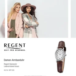 Regent Damen Armbanduhr Analog Lederarmband braun URF1305