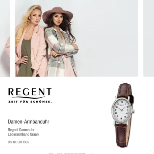 Regent Damen Armbanduhr Analog Lederarmband braun URF1305