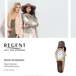 Regent Damen Armbanduhr Analog Lederarmband braun URF1306