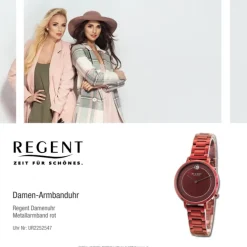 Regent Damen Armbanduhr Analog Metallarmband rot UR2252547