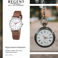 Regent Damen Armbanduhr Analog F-1213 Quarz-Uhr Titan braun URF1213