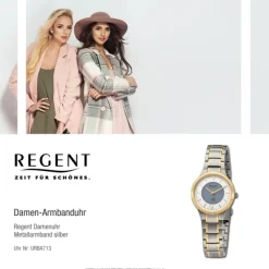Regent Damen Armbanduhr Analog Metallarmband silber gold URBA713