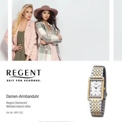 Regent Damen Armbanduhr Analog Metallarmband silber gold URF1332