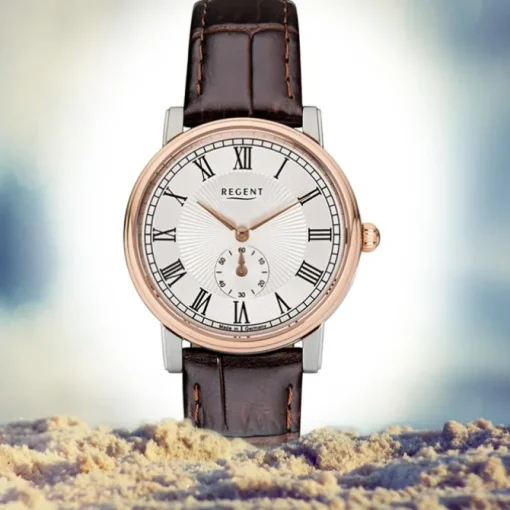 Regent Damen Armbanduhr Analog GM-1606 Quarz-Uhr Leder braun URGM1606