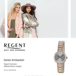 Regent Damen Armbanduhr Analog Metallarmband rosegold silber UR2192518