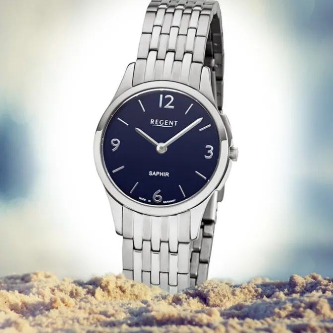 Regent Damen Armbanduhr Analog GM-1617 Quarz-Uhr Metall silber URGM1617