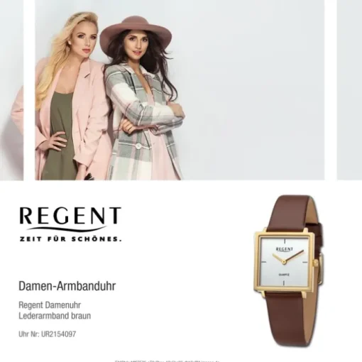 Regent Damen Armbanduhr Analog Lederarmband braun UR2154097