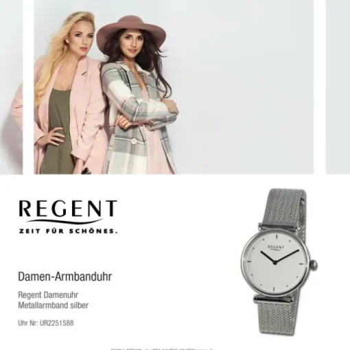 Regent Damen Armbanduhr Analog Metallarmband silber UR2251588