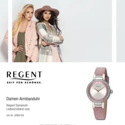 Regent Damen Armbanduhr Analog Lederarmband rosa URBA799