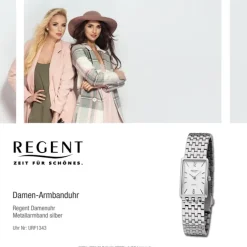 Regent Damen Armbanduhr Analog Metallarmband silber URF1343