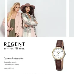 Regent Damen Armbanduhr Analog Lederarmband braun URF1427