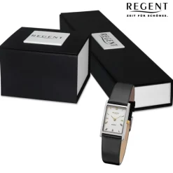 Regent Damen Armbanduhr Analog Lederarmband schwarz URF1301