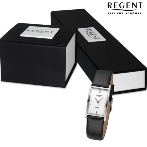 Regent Damen Armbanduhr Analog Lederarmband schwarz URF1507