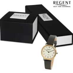 Regent Damen Armbanduhr Analog Lederarmband schwarz UR2094049