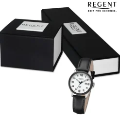 Regent Damen Armbanduhr Analog Lederarmband schwarz URBA781