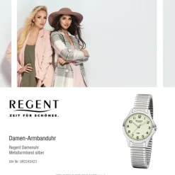 Regent Damen Armbanduhr Analog 2242423 Quarz-Uhr Metall silber UR2242423