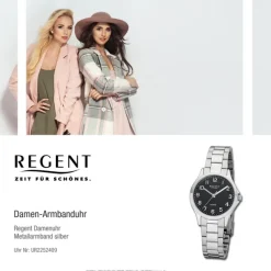 Regent Damen Armbanduhr Analog 2252409 Quarz-Uhr Metall silber UR2252409