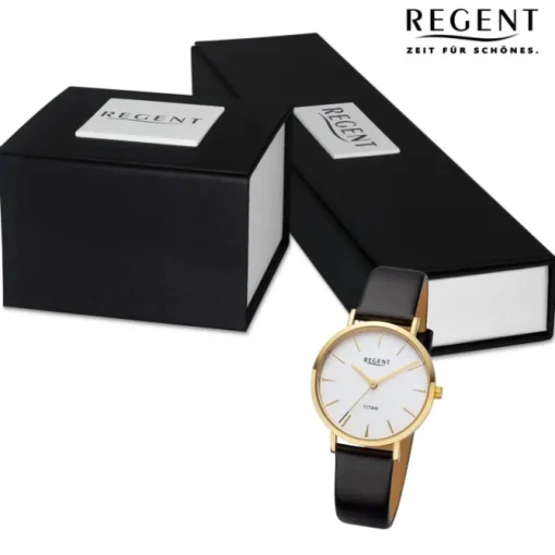 Regent Damen Armbanduhr Analog Lederarmband schwarz UR2094104