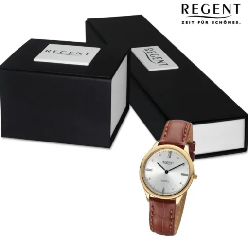 Regent Damen Armbanduhr Analog Lederarmband schwarz UR2104084