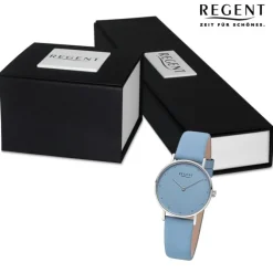 Regent Damen Armbanduhr Analog Lederarmband blau UR2152576