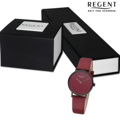 Regent Damen Armbanduhr Analog Lederarmband bordeaux rot UR2152577