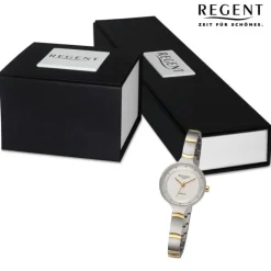 Regent Damen Armbanduhr Analog Metallarmband silber gold URF1337