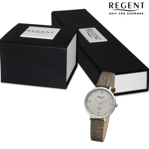 Regent Damen Armbanduhr Analog Lederarmband braun URBA694