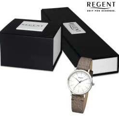 Regent Damen Armbanduhr Analog Lederarmband braun URBA699