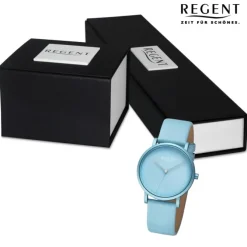Regent Damen Armbanduhr Analog Lederarmband türkis URBA804