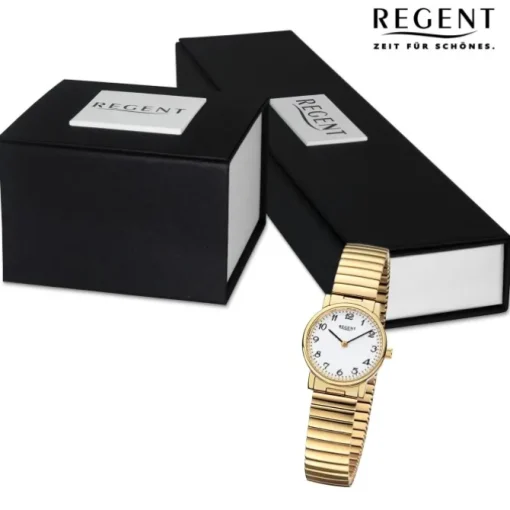 Regent Damen Armbanduhr Analog Edelstahlarmband gold URF1243